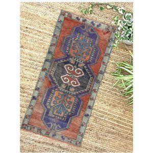 Vintage Decor Boho Turkish Mini 2x3 Rug Red-Orange